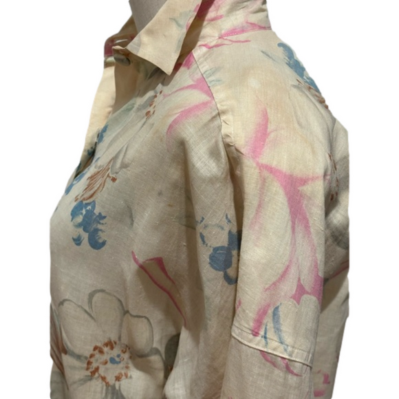 80s PASTEL FLORAL BOLD PRINT ITALIAN OVERSIZED TUNIC BLOUSE MAXI SKIRT S - Picture 13 of 16